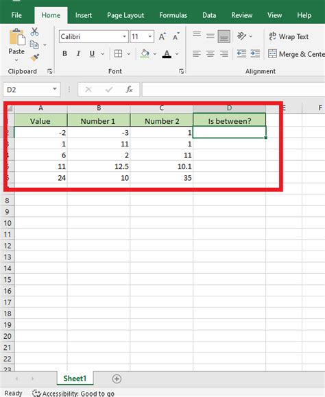 Image result for Excel Between Formula