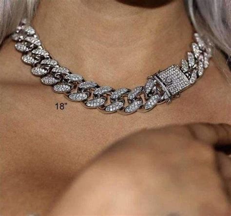 Image result for Silver Cuban Link Chain Diamond