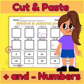 Image result for Cut and Paste Negative Numbers Worksheet