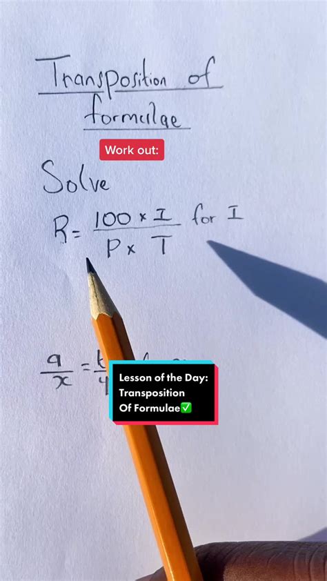 Image result for Transposition of Formula Examples