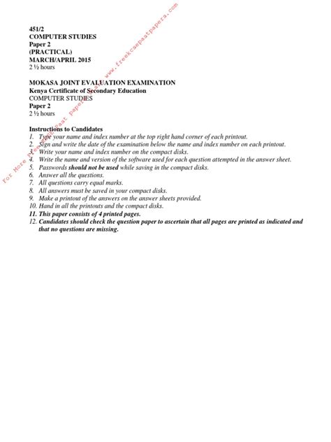 Image result for Computer Studies Paper 2 Practical