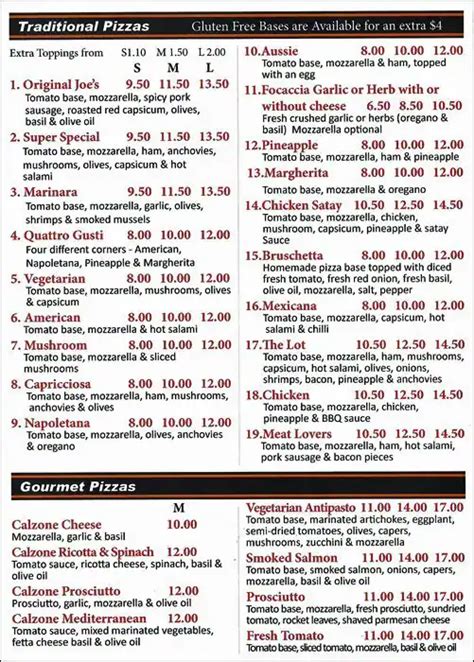 Image result for Original Joe's Menu