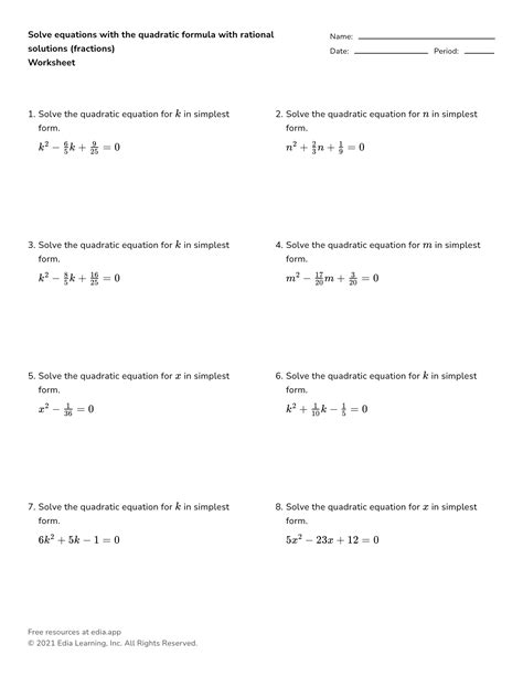 Toradh íomhá ar Quadratic Formula Simple Form