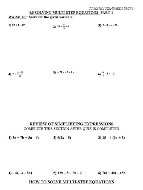 Image result for Solving Multi-Step Equations Brochure