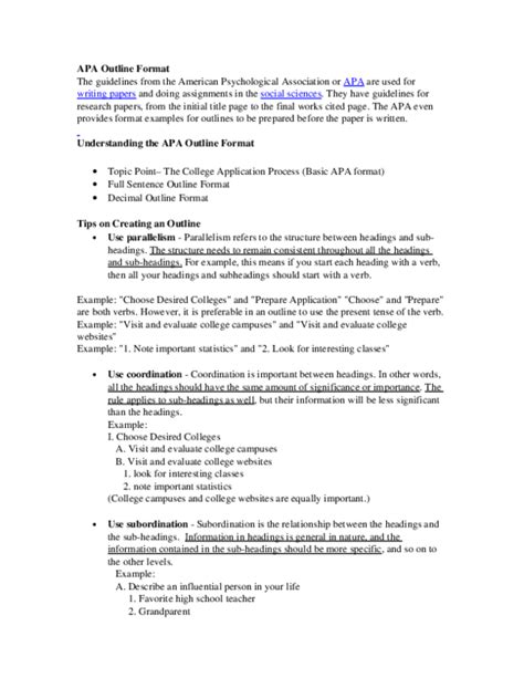 Toradh íomhá ar APA Outline Format Example Paper