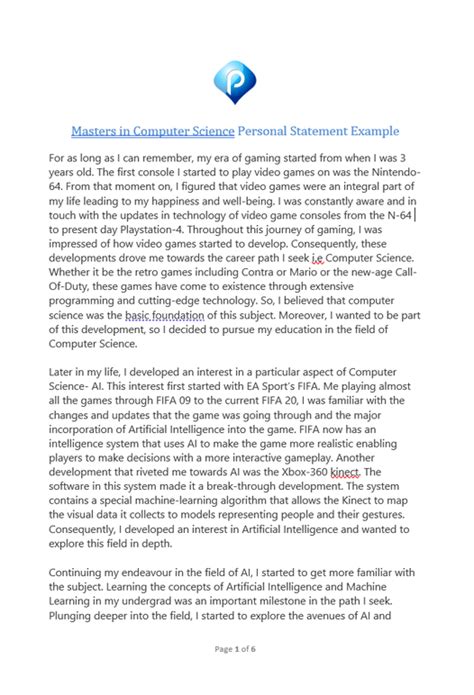 Computer Science Statement of Purpose Example に対する画像結果