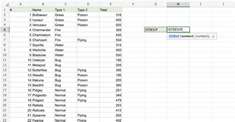 Image result for Stdev.p