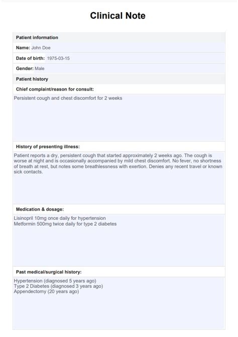 Image result for Sample Patient Chart Notes