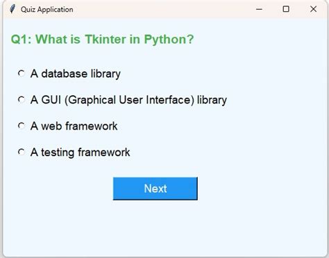 Toradh íomhá ar Python Quiz Application