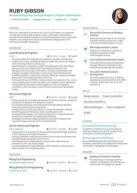 Image result for Structural Engineer CV Example