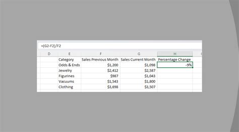 Image result for Percentage Change Formula Excel