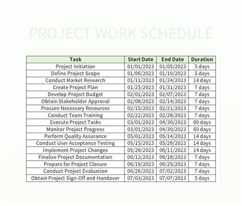 Image result for Project Work Schedule Template Excel