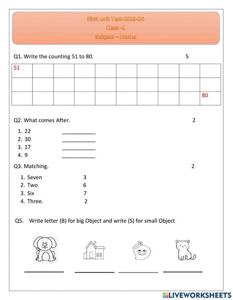 Class 1 Maths Online Test に対する画像結果