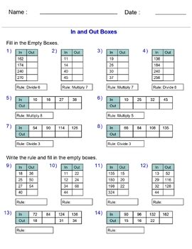 Image result for In and Out Function Table Worksheet