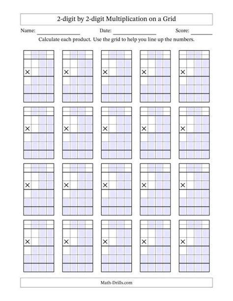 Image result for Place Value Multiplication Grid 2-Digit