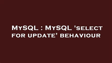 Toradh íomhá ar Select for Update MySQL