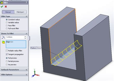 Image result for Fillet SolidWorks