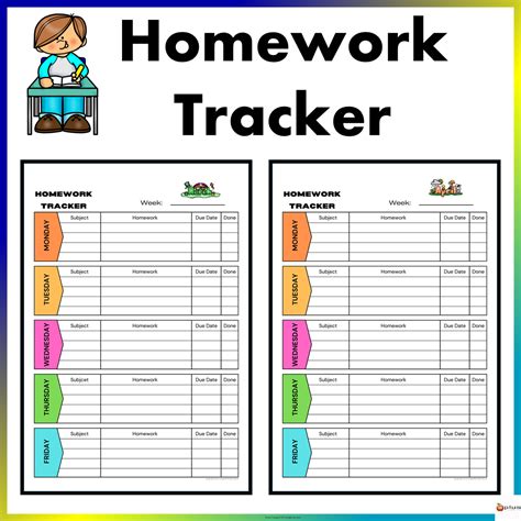 Free Printable Homework Tracker に対する画像結果