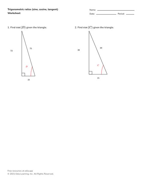 Toradh íomhá ar Right Triangle Wolrd Problem Worksheet