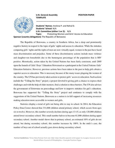 Afbeeldingsresultaten voor Good Position Paper Example for Model Un