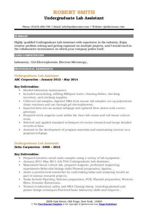 Image result for Lab Assistant CV Format