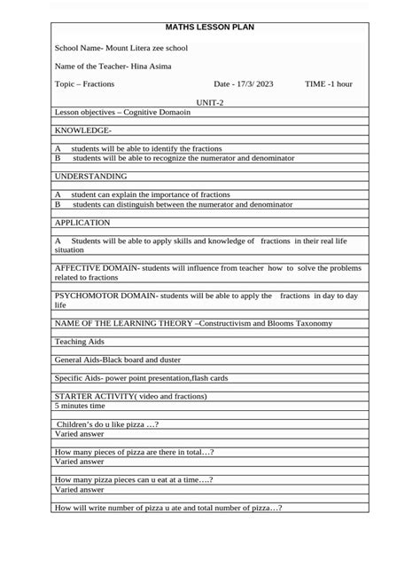 Fraction Lesson Plan に対する画像結果