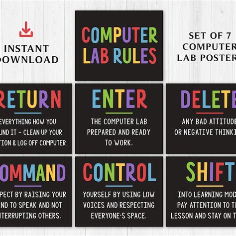 Toradh íomhá ar Poster Showing Computer Lab Rules