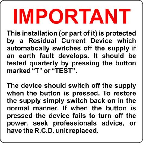 Afbeeldingsresultaten voor Hager RCD Test Label