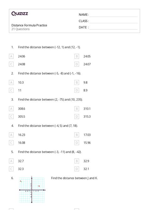 Toradh íomhá ar Distance Formula Activity Worksheets