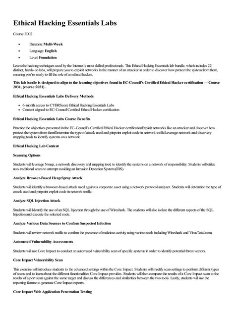 Image result for Cy3204pc Ethical Hacking Lab Syllabus PDF