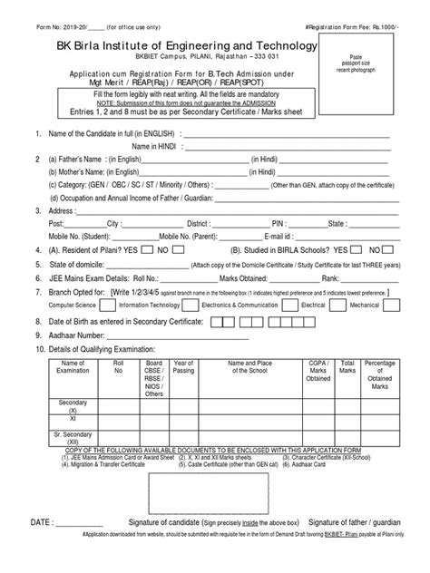 Image result for B.Tech Course Registration Form