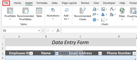 Image result for Excel Fillable Form