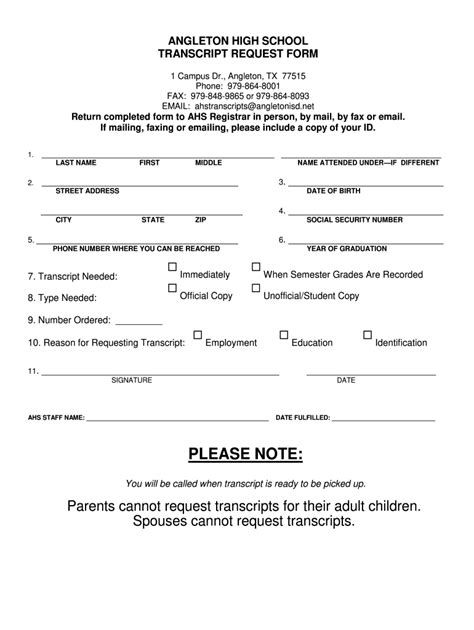 Image result for Free High School Transcript Request Form
