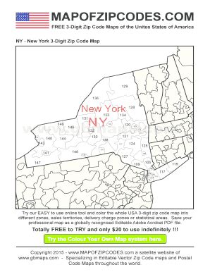 Toradh íomhá ar New York State 3 Digit Zip Code Map