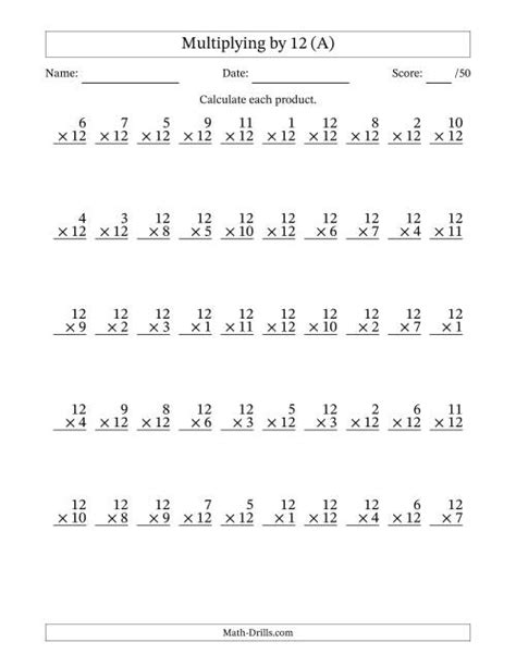 Image result for Multiplication with 12 Worksheet Grade 4