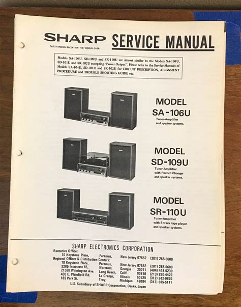 Sharp SA-106U -109U -110U Stereo System Service Manual *Original ...