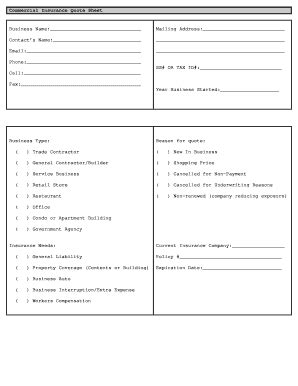 Image result for Auto Insurance Quote Sheet Template