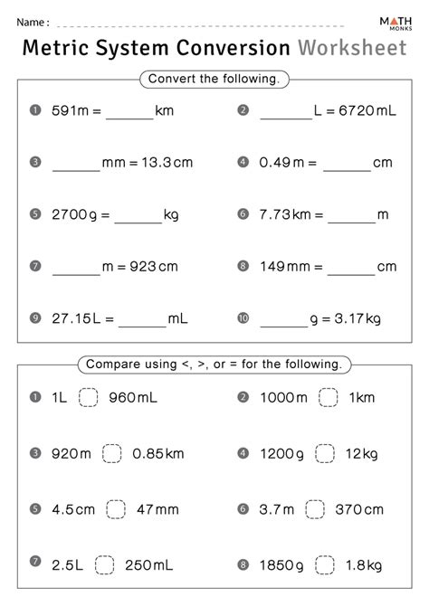 Image result for Free Printable Conversion Worksheets