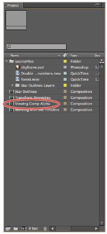 Toradh íomhá ar Function of Project Panel After Effects