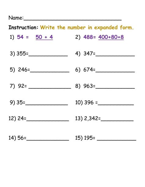 Image result for Expanded Form and Equivalent Representation Worksheets