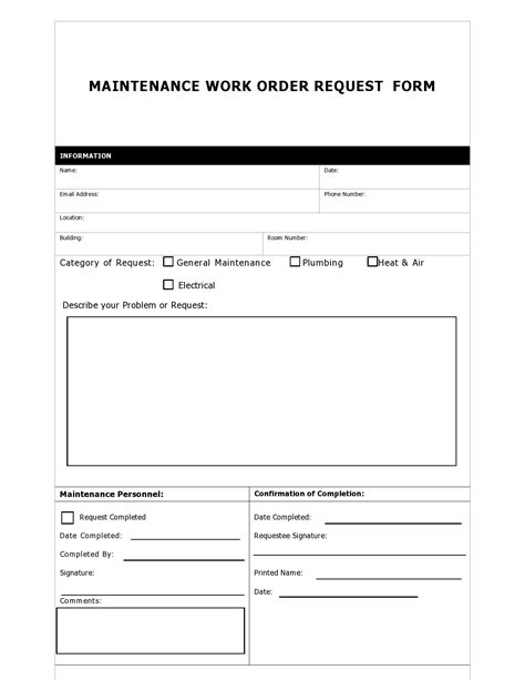 Image result for Facility Maintenance Request Form