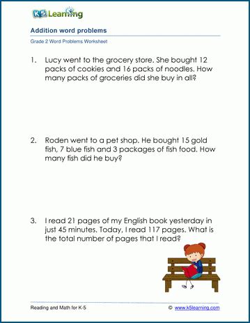 Image result for 2nd Grade Addition Word Problems