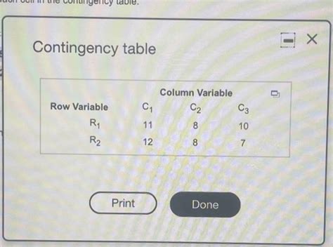 Contingency Table Column vs Row に対する画像結果