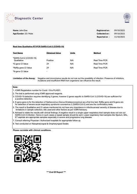 Image result for RT-PCR Test Sample Report PDF