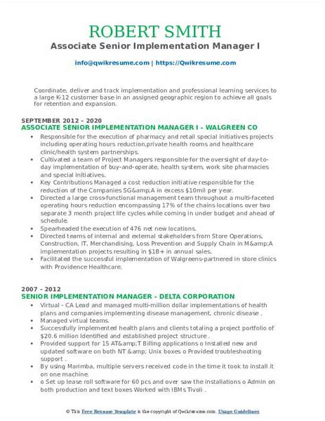 Toradh íomhá ar Implementation Manager Resume