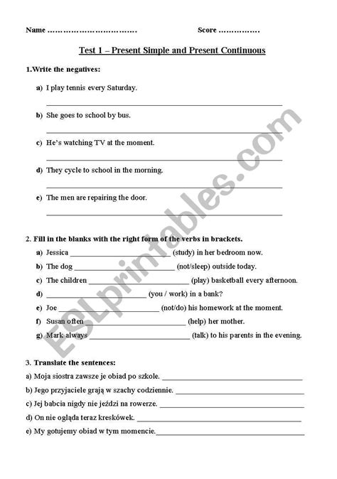 Image result for Test Present Simple and Continuous