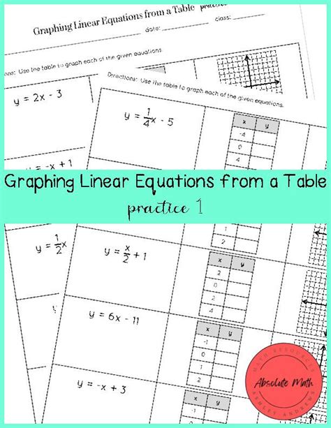 Image result for Graphing Linear Equations Practice Worksheet