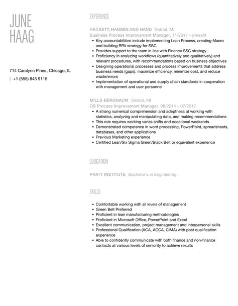 Entry Process Improvement Resume Examples に対する画像結果