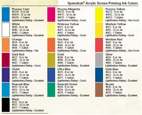 Image result for Screen Printing Ink Color Chart