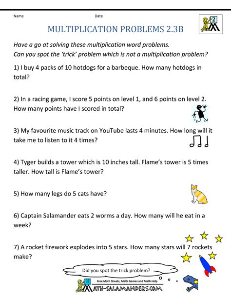 Toradh íomhá ar Multiplication Grade 3 Worksheet Word Problems with Answers